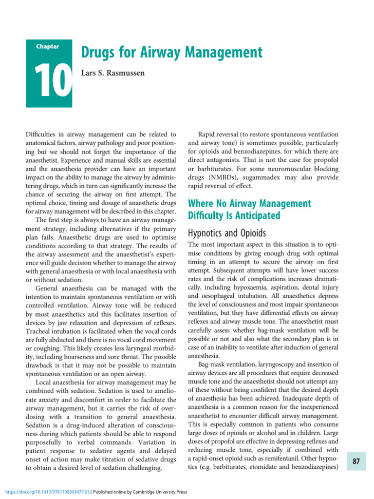 10 Drugs - For - Airway - Management | PDF | Anesthesia | Clinical Medicine