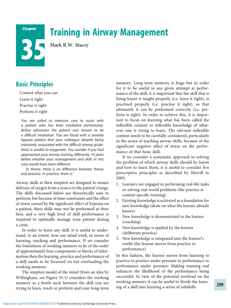 35 Training In Airway Management Pdf Learning