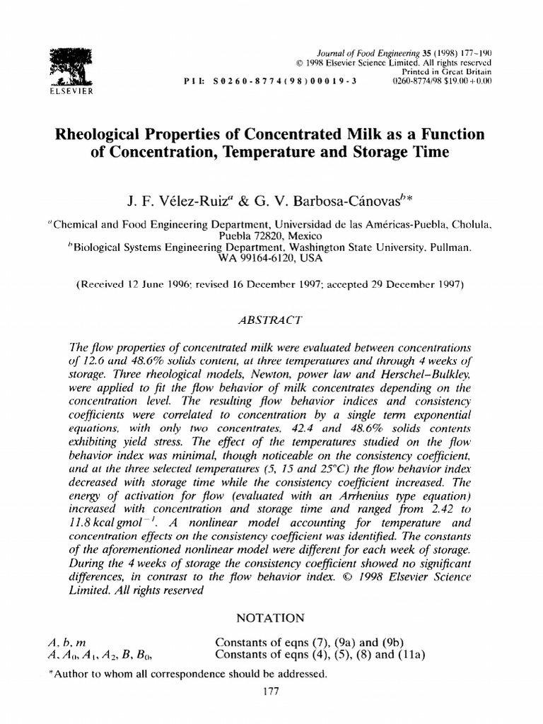 Rheology of Concentrated Milk Dynamics | PDF | Viscosity | Rheology