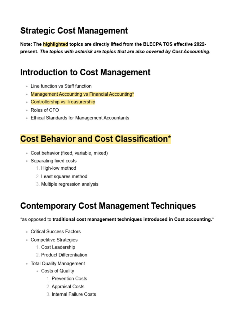Strategic Cost Management Overview | PDF | Cost Accounting | Pricing