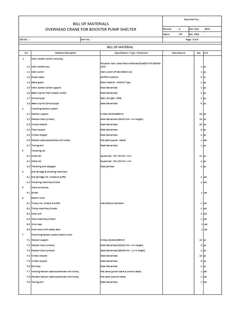 Bom Ohc | PDF | Equipment | Manufactured Goods
