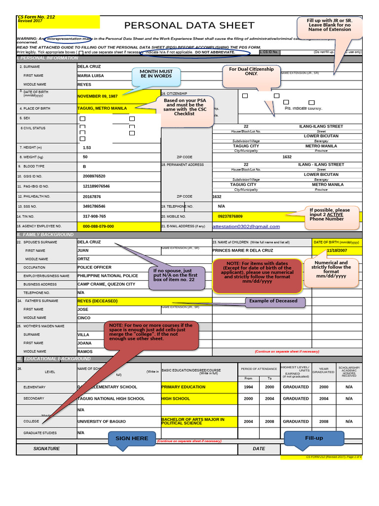 Csc pds sample pdf