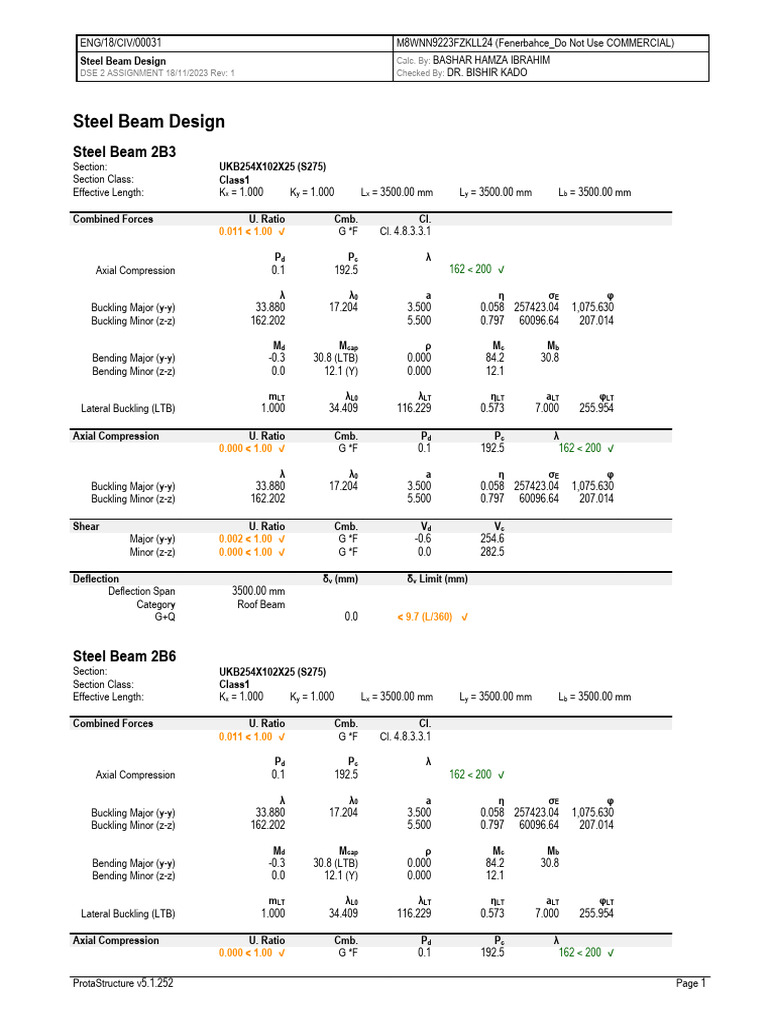 Steel Beam Design Calculations | PDF