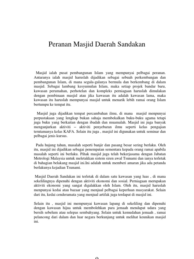 Peranan Masjid Daerah Sandakan Pdf