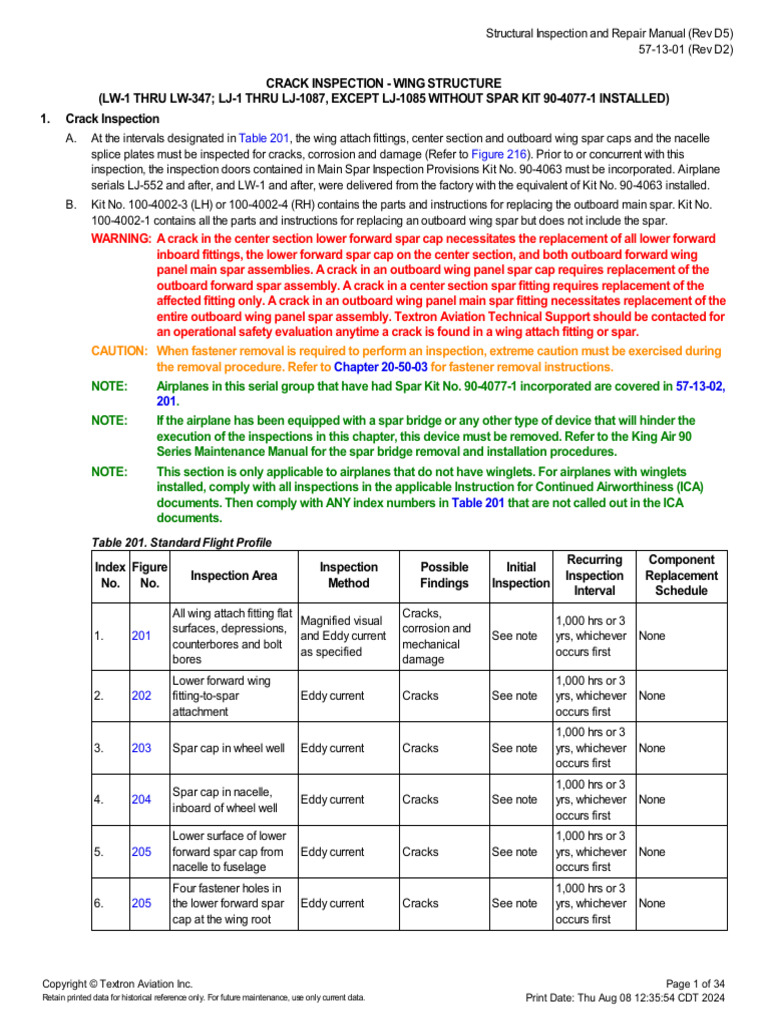 SIRM 57-13-01 - Crack Inspection, Wing Structure | PDF | Screw | Rivet