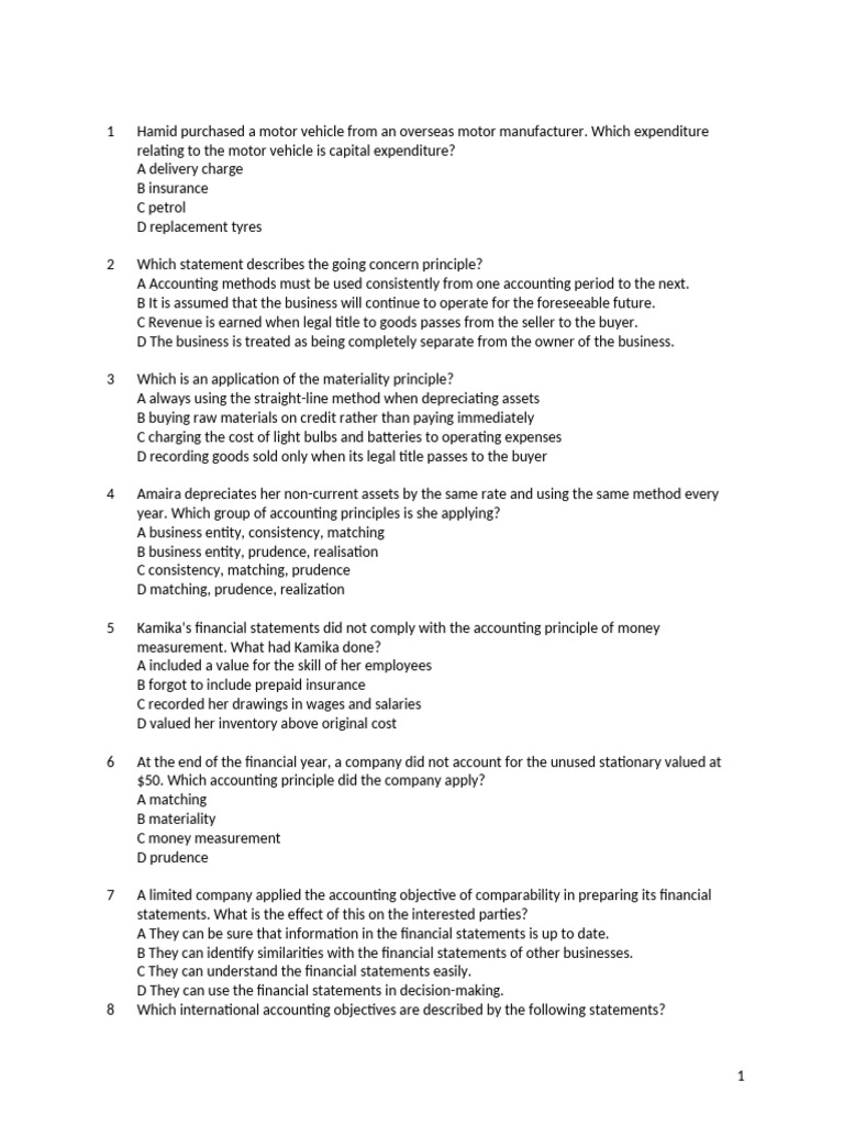 Accounting Principle Questions | PDF | Expense | Financial Services