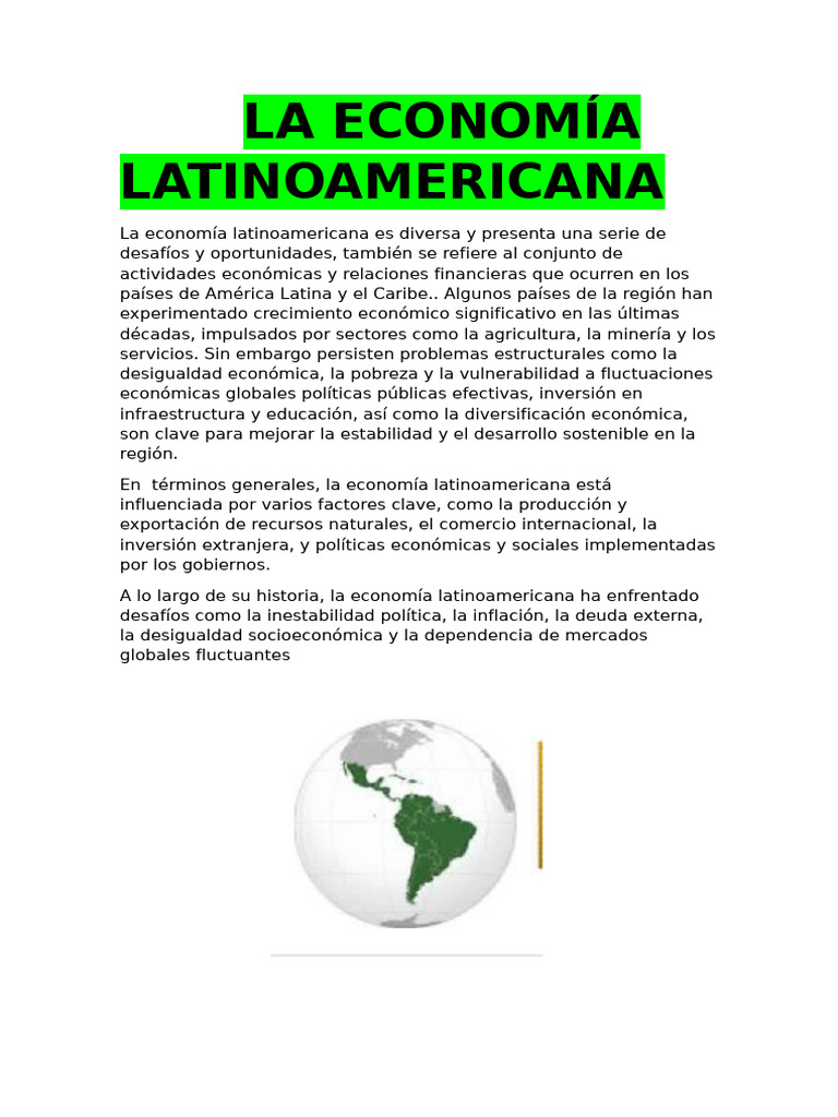 Desafíos y Oportunidades en la Economía Latinoamericana | PDF | America ...