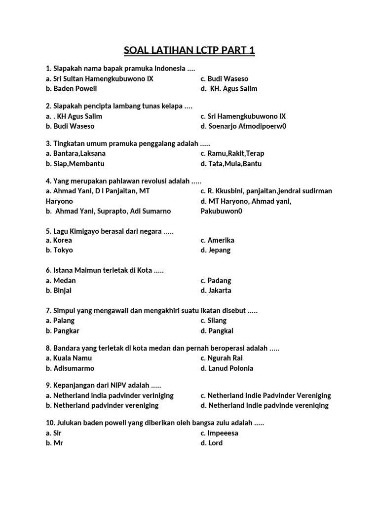 Soal Latihan LCTP Part 1 | PDF