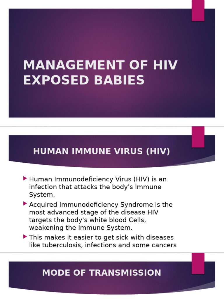 Management of HIV Exposed Babies | PDF | Hepatitis B | Hiv/Aids