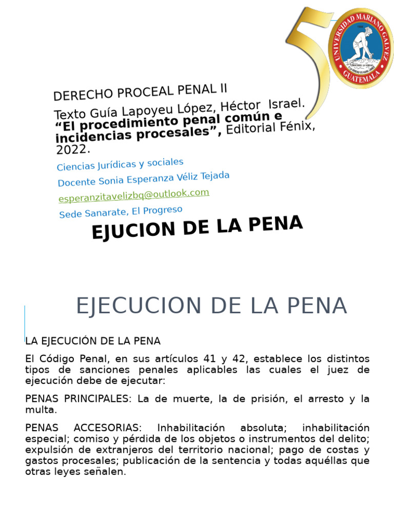 CLASE No 9 EJECUCION DE LA PENA | PDF | Castigos | Pena capital