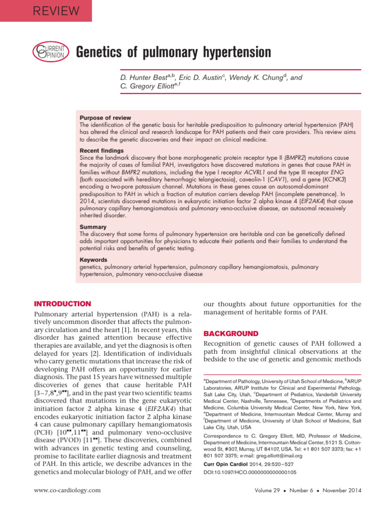 Genetics of Pulmonary Hypertension.7 | PDF | Mutation | Genetics