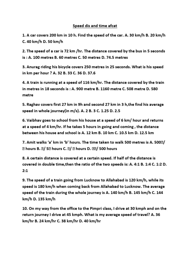 Speed Dis and Time Afcat | PDF | Speed | Theft
