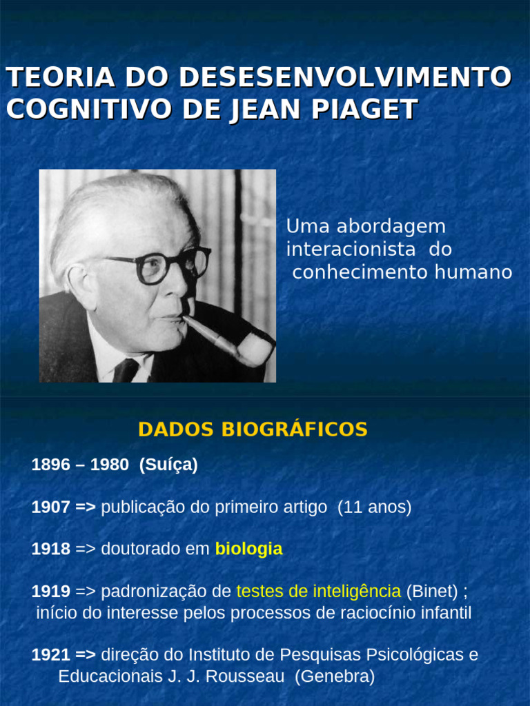 Teoria do Desenvolvimento Cognitivo de Piaget | PDF | Ciências ...