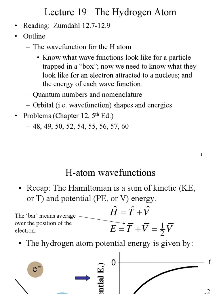 Lec19_on Hydrogen Atom | Atomic Orbital | Wave Function