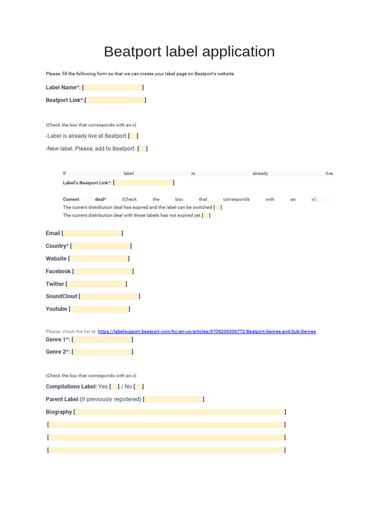 Beatport Label Application Form | PDF