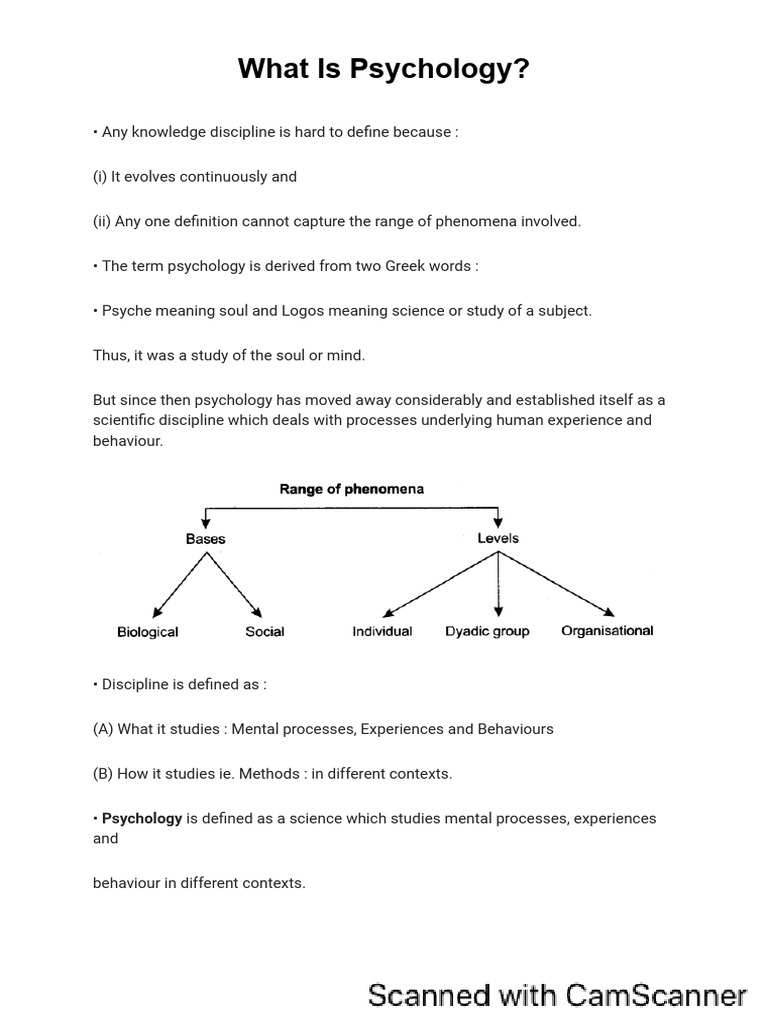 Psychology Class XI Notes | PDF | Psychology | Central Nervous System