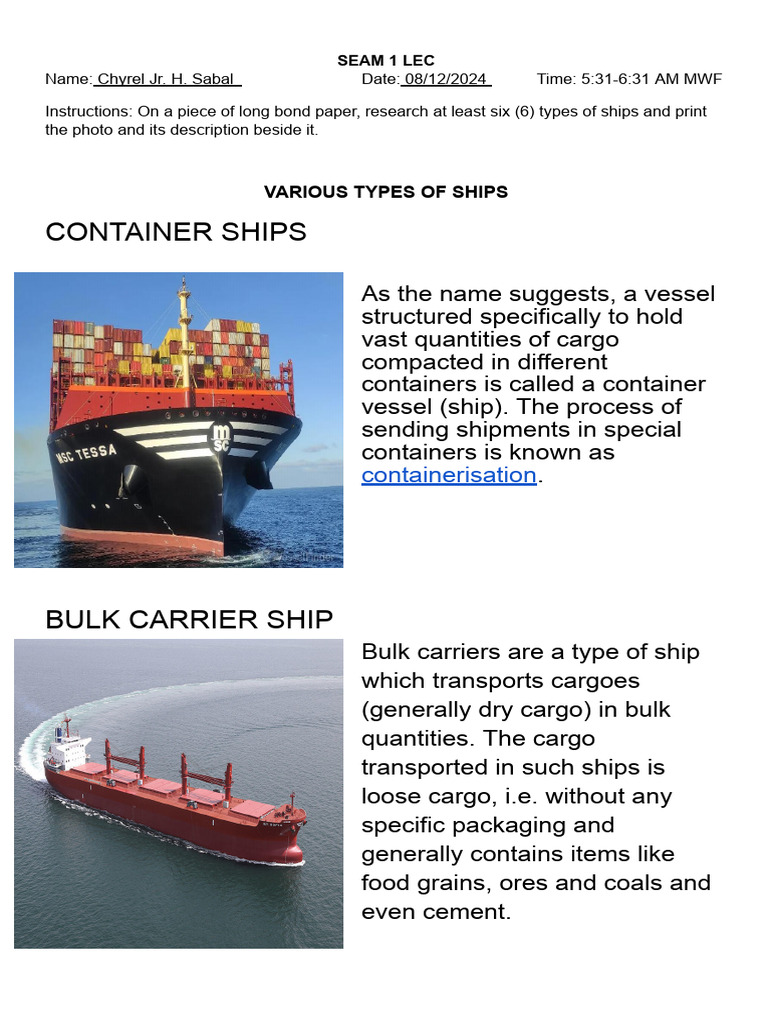 Types of Ships: A Comprehensive Guide | PDF | Cargo | Ships