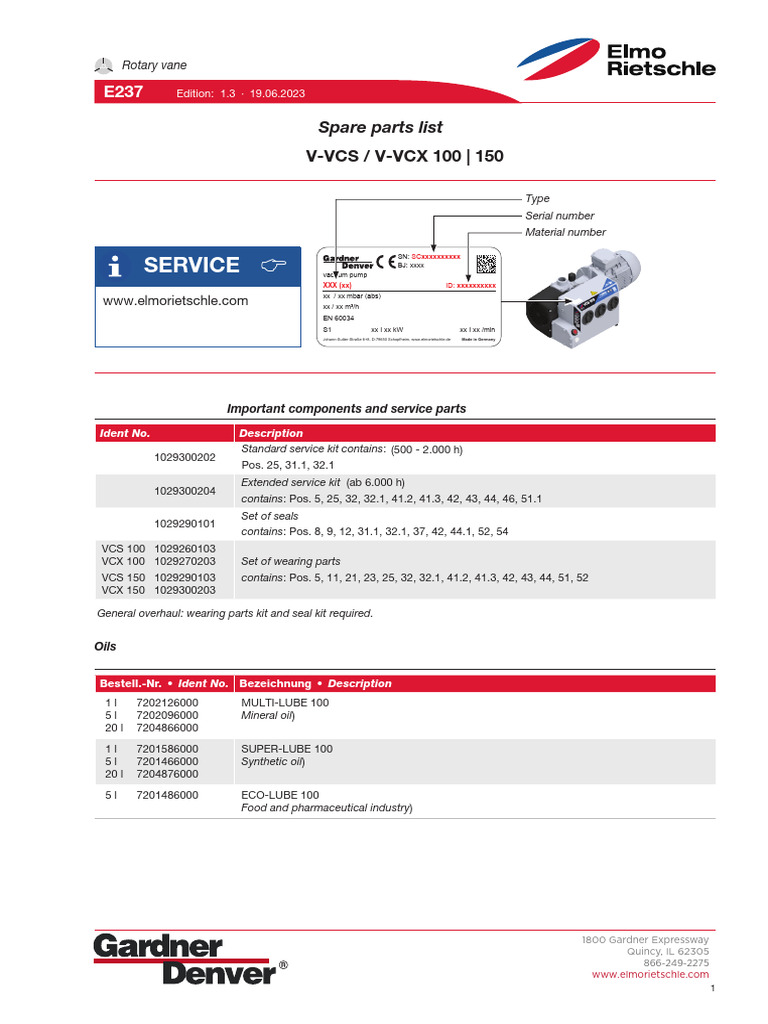 VCS/VCX 100/150 Parts & Service Guide | PDF | Valve | Gas Technologies