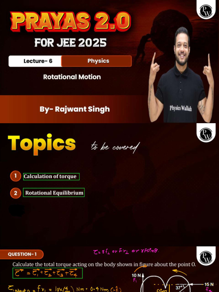 Rotational Motion 06 Class Notes Prayas Jee 2 0 2025 Pdf