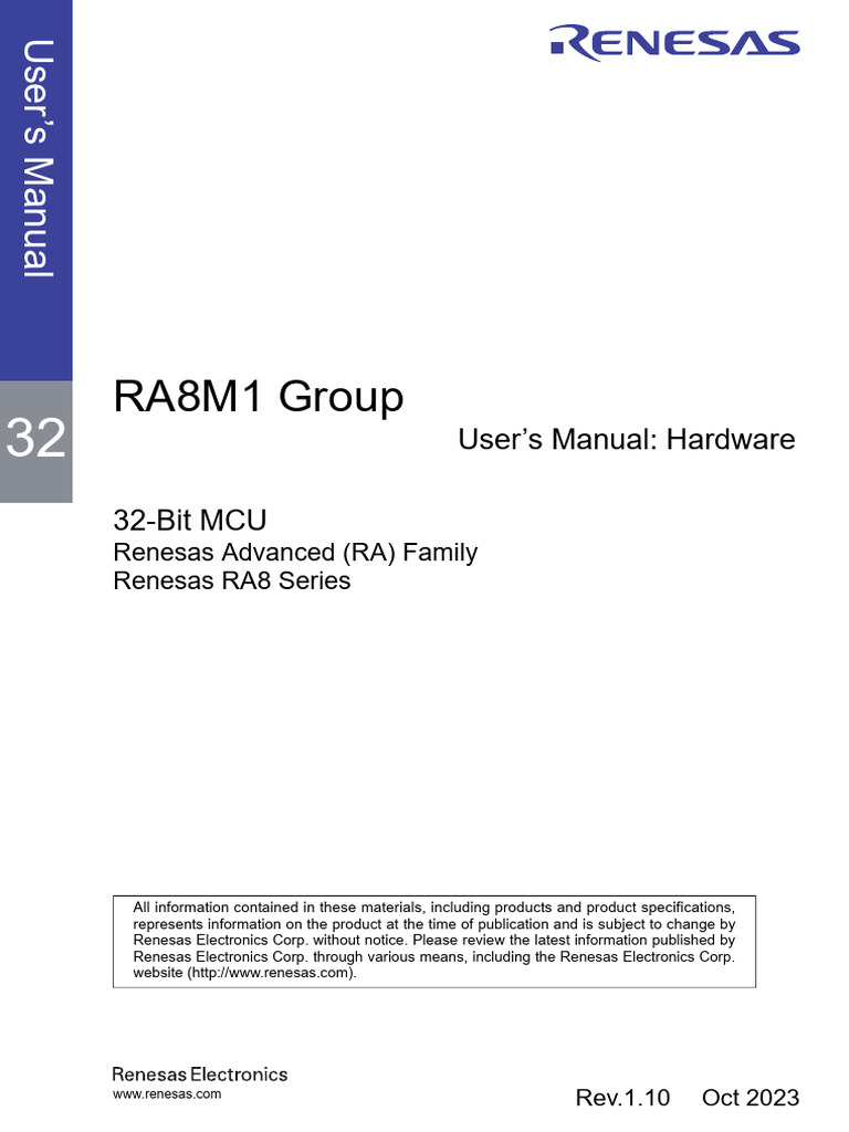 R01uh0994ej0110 Ra8m1 | PDF | Microcontroller | Electrostatic Discharge