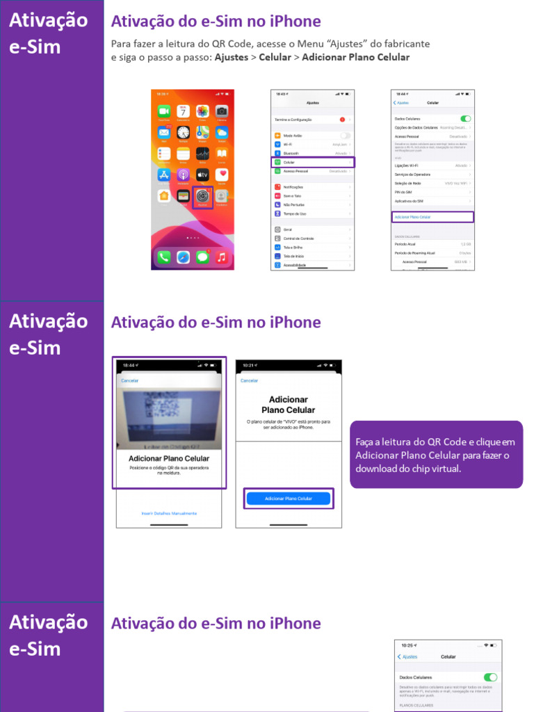 Ativação do e-Sim no iPhone: Guia Completo | PDF | iPhone | Celulares