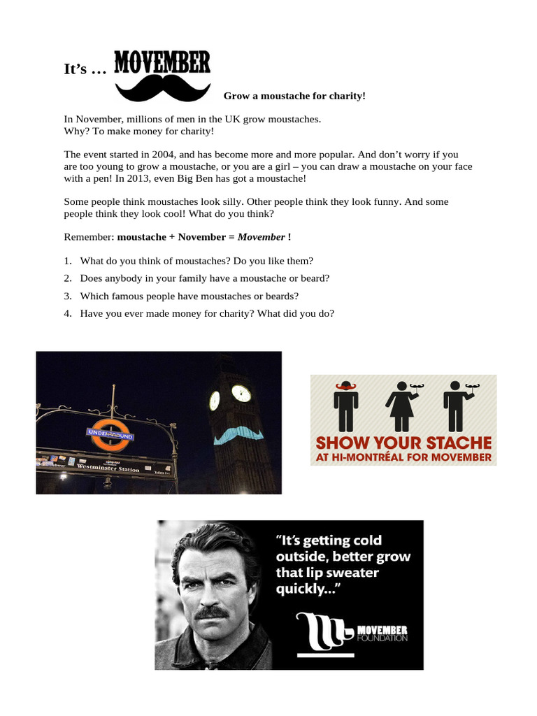 Movember: Grow Moustaches for Charity | PDF | Social Science | Self ...