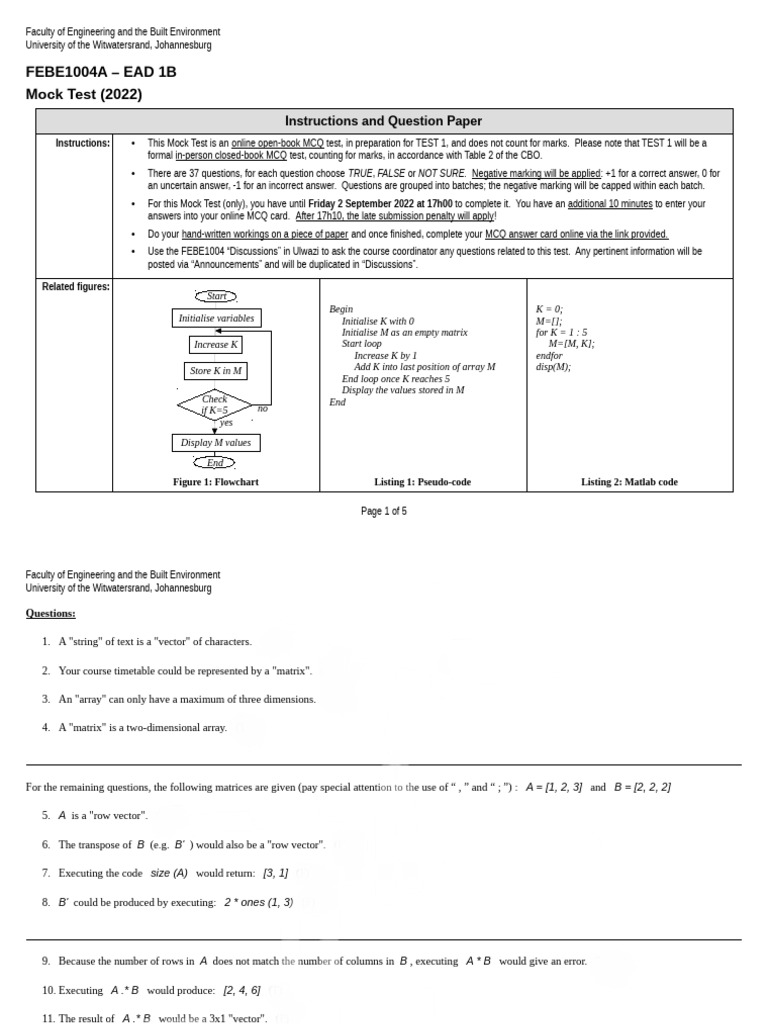 Raw Question Paper - With Answers | PDF | Matrix (Mathematics) | Matrix ...