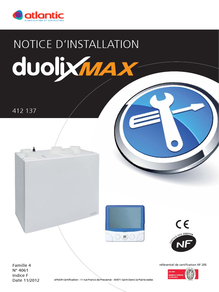 Installation VMC Duolix Max Atlantic | PDF | Puissance (physique ...