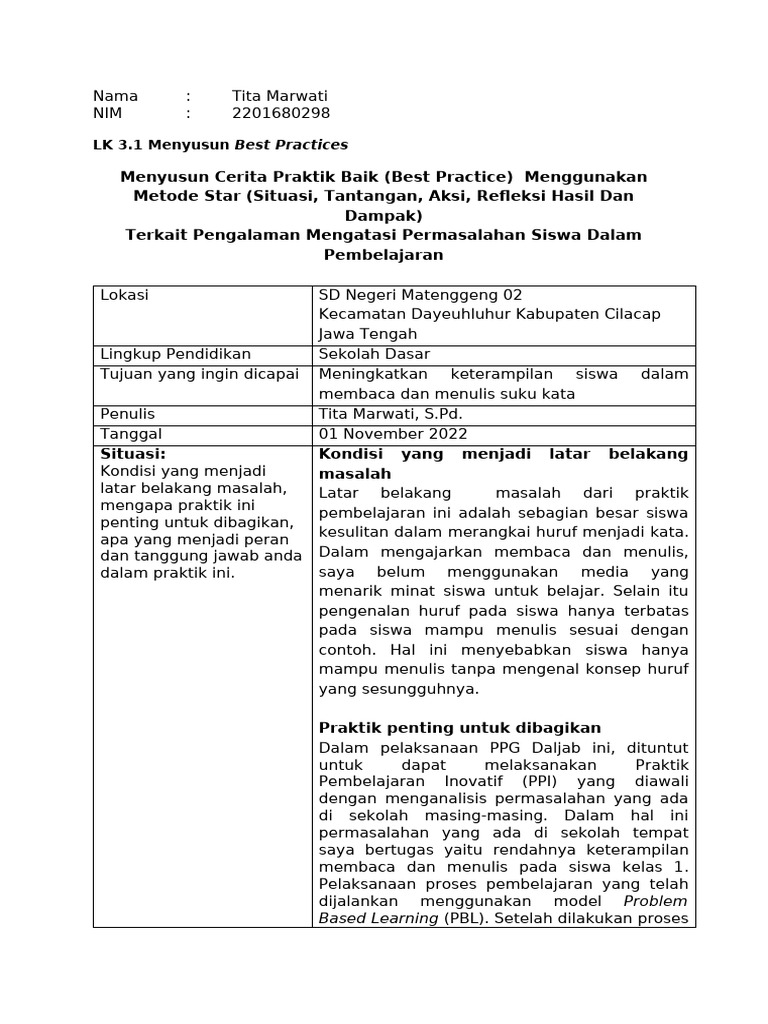 Best Practices PBL untuk Siswa SD | PDF
