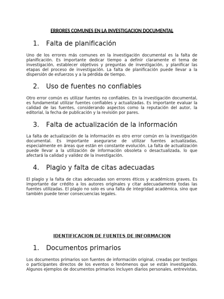 Errores en la Investigación Documental | PDF | Crecimiento personal y ...