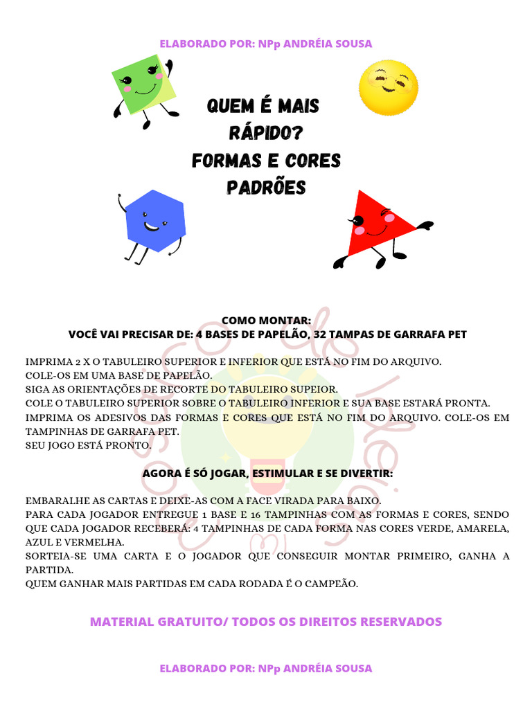 Jogo de Formas e Cores Padrões | PDF | Aprendizado | Sociologia
