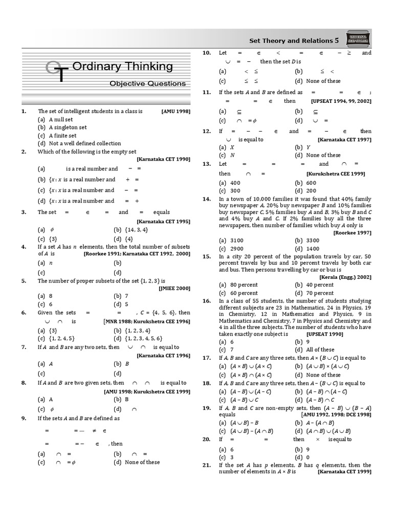 Set Theory and Relations Quiz | PDF | Abstract Algebra | Mathematics