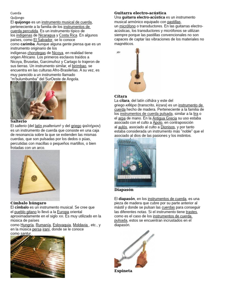 Instrumentos de cuerda y su origen | PDF | Instrumentos de viento de ...