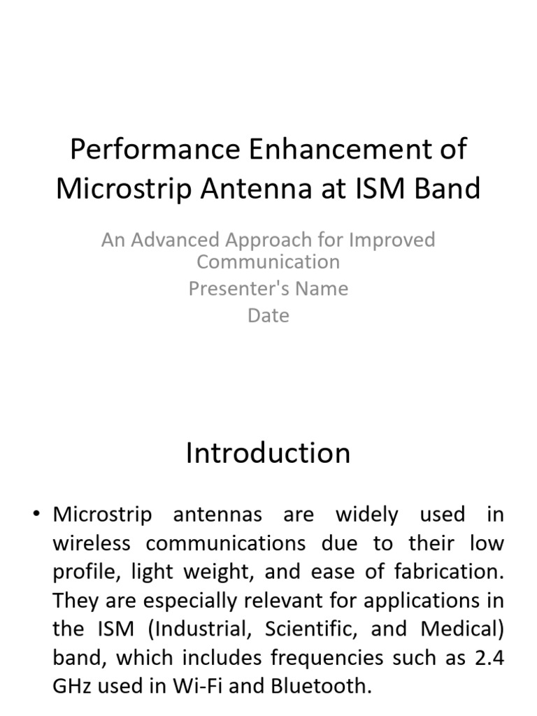 Microstrip Antenna ISM Band Synopsis Presentation | PDF | Simulation ...