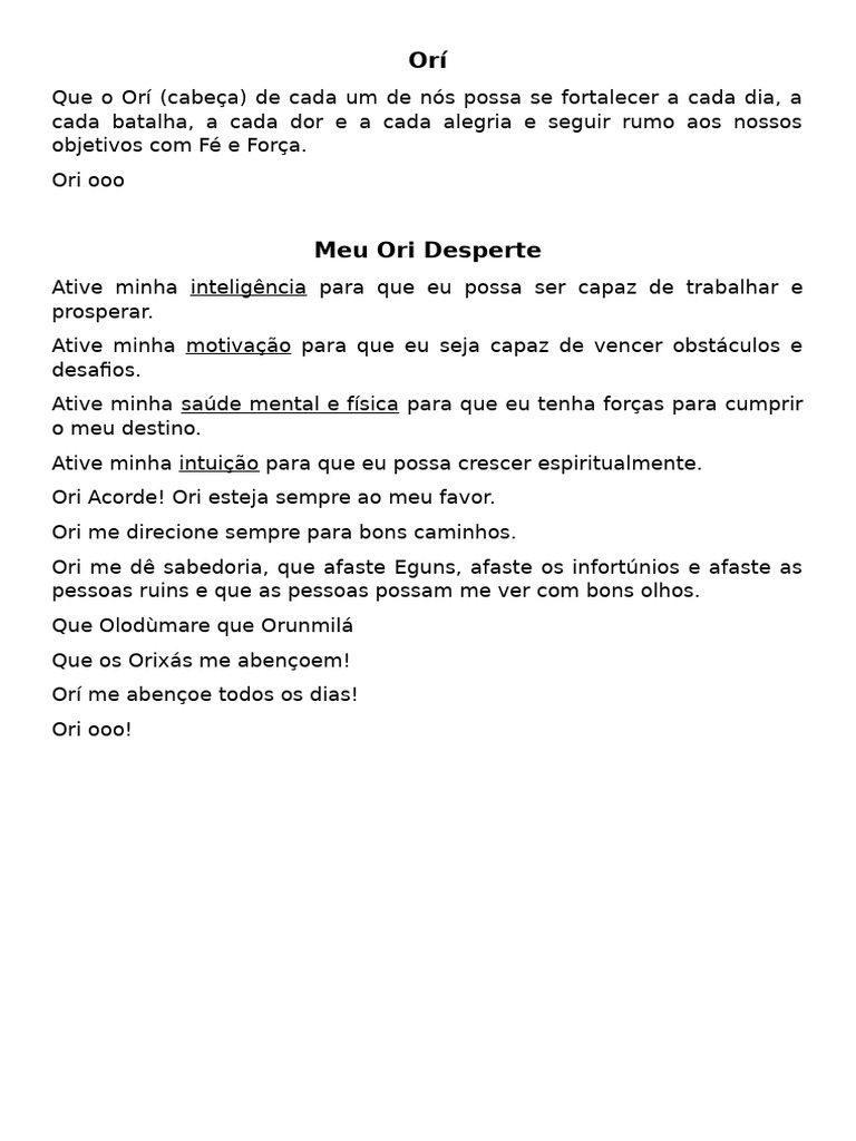 Oração Do Orí | PDF