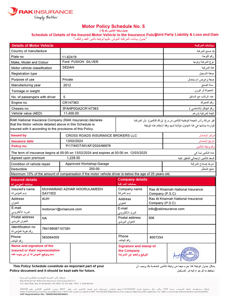 Policy Schedule 2 | PDF