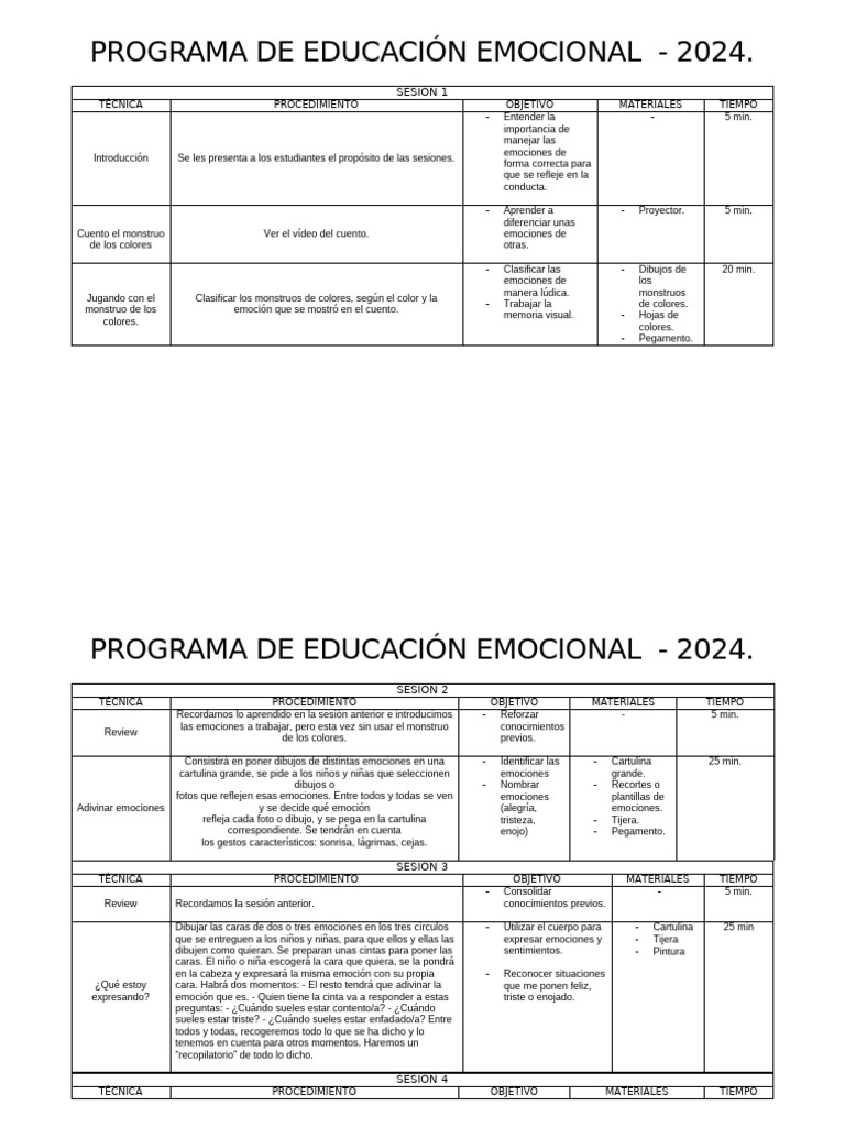 Programa de Educación Emocional | PDF | Las emociones | Sicología