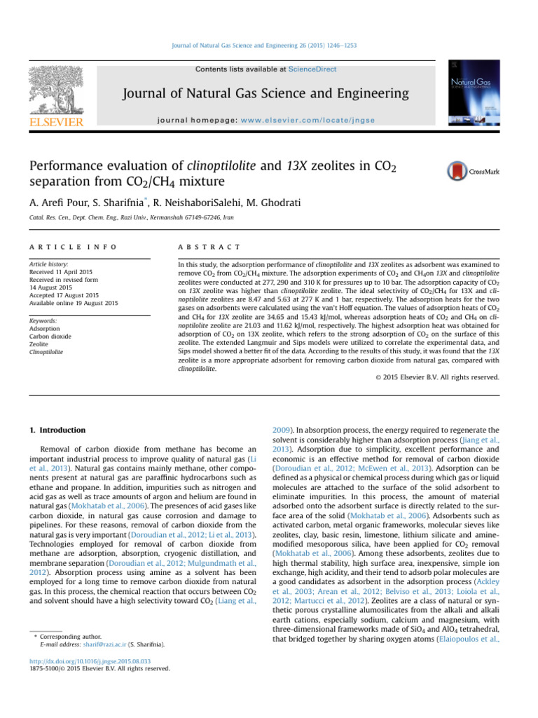 CO2 Separation Using Clinoptilolite and 13X Zeolites | PDF | Adsorption ...