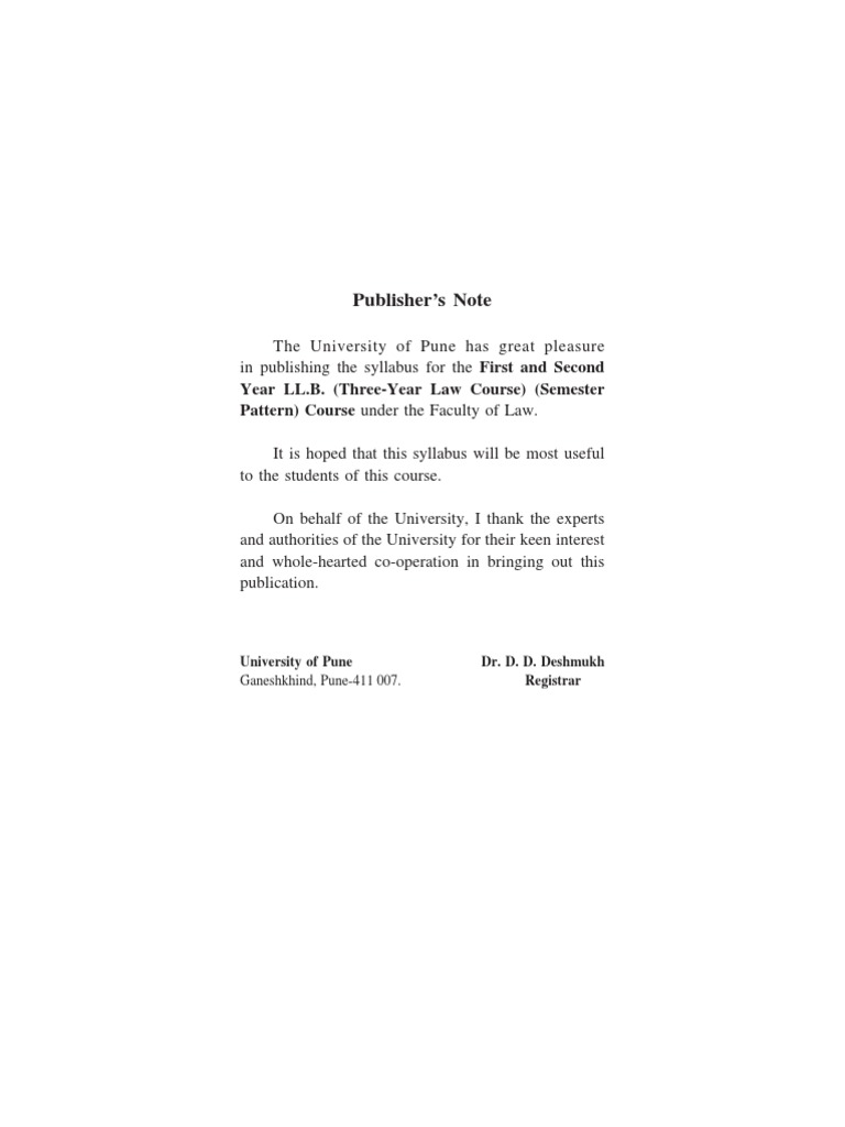First & Second Year L.L.B. Semester Pattern From 2003-04 | PDF | Public ...
