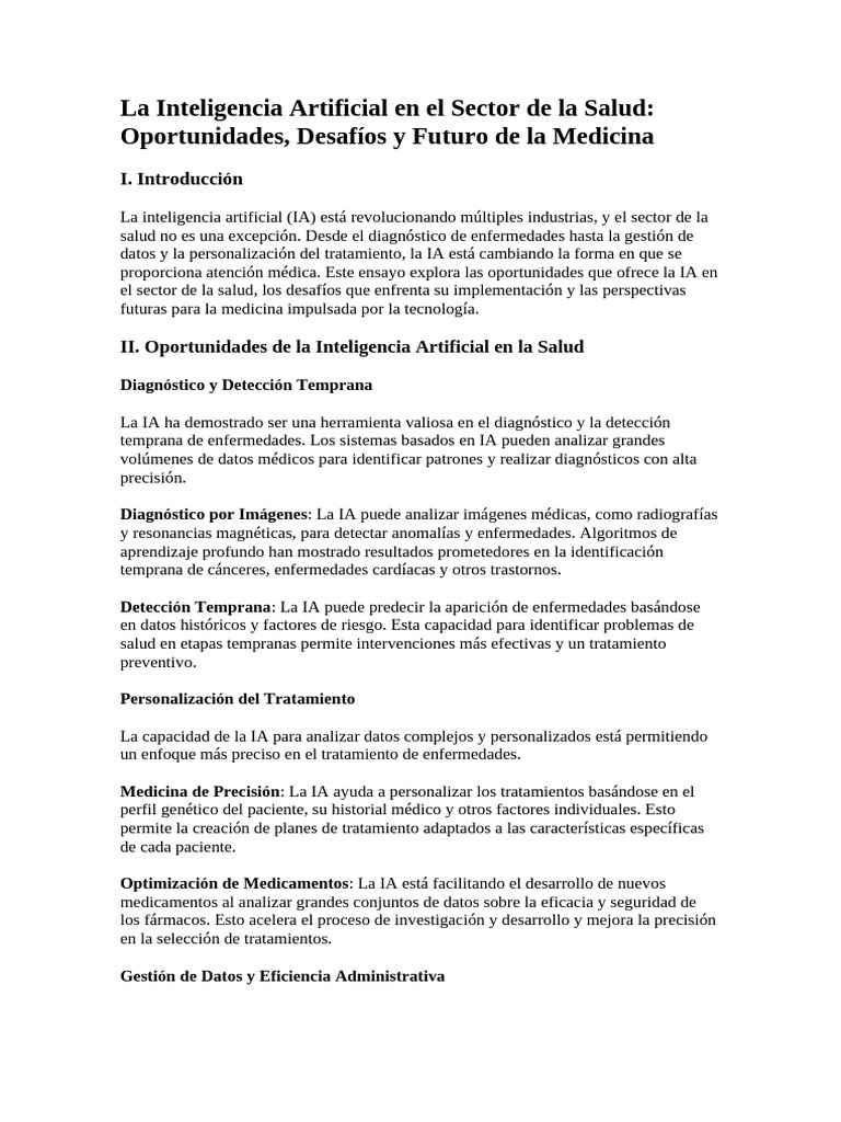 La Inteligencia Artificial en El Sector de La Salud | PDF ...