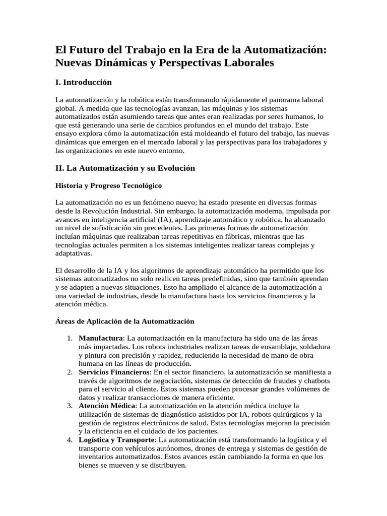 El Futuro del Trabajo en la Era de la Automatización | PDF ...