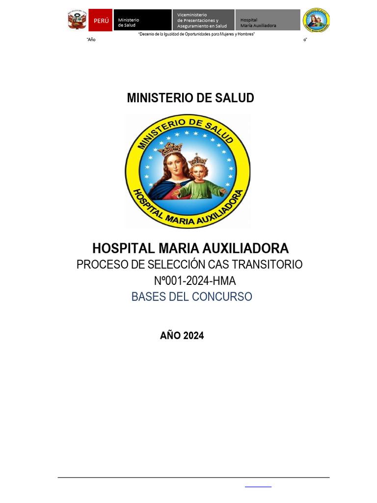 Bases Proceso de Seleccion Cas Transitorio N 001 2024 Hma | PDF ...