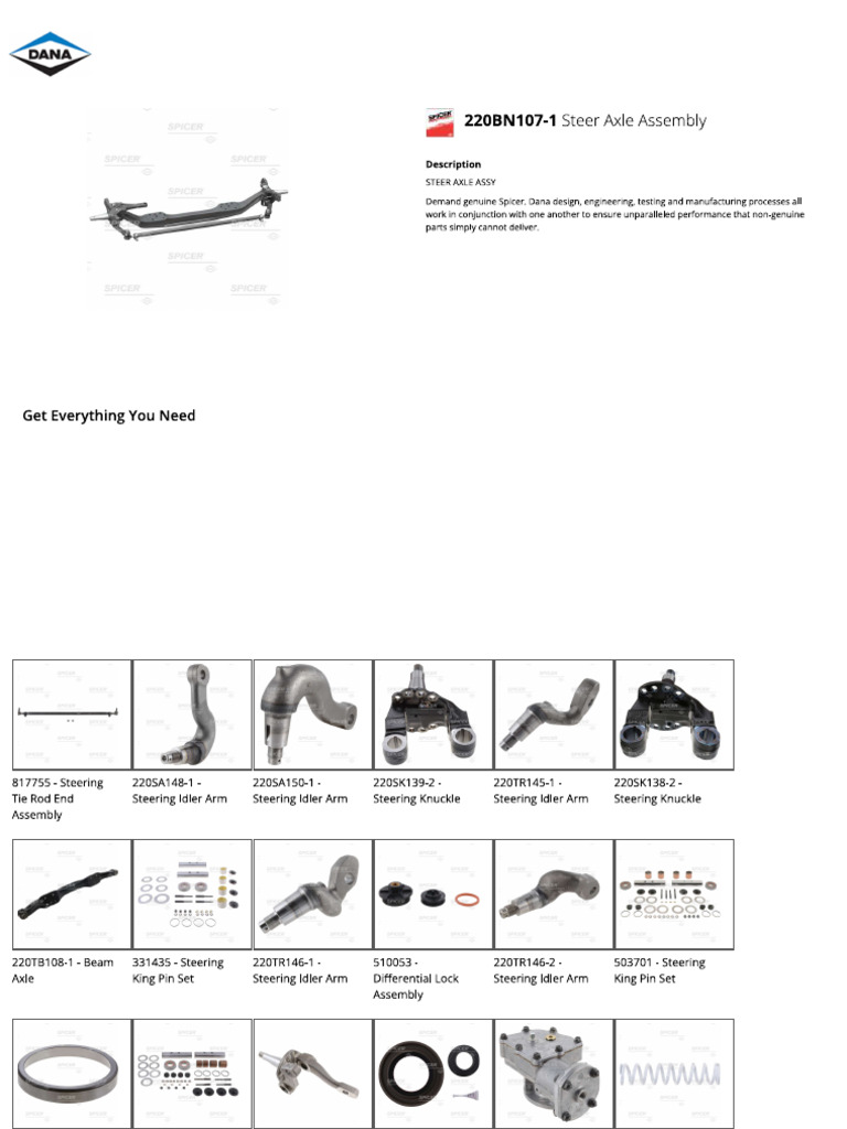 220BN107-1 Steer Axle Assembly | PDF