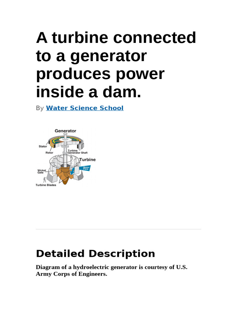 A Turbine Connected To A Generator Produces Power Pdf