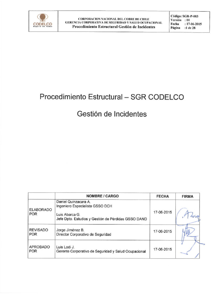 SGR-P-003 Gestión de Incidentes | PDF