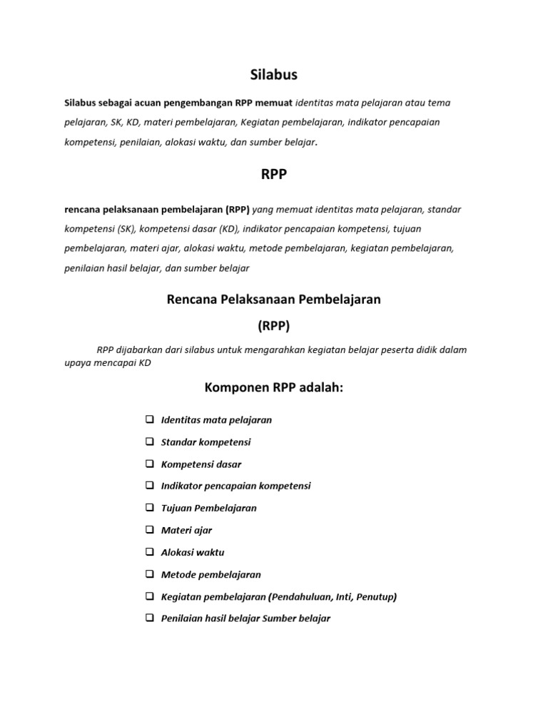 Pengertian Silabus dan RPP | PDF