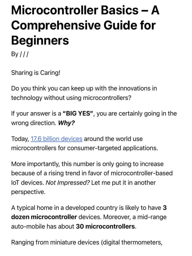 Microcontroller Basics - A Comprehensive Guide For Beginners | PDF ...