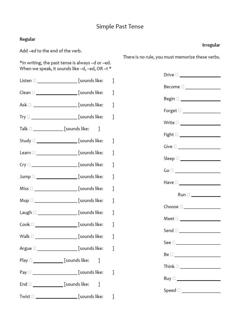 Simple Past Tense Guide Pdf Linguistic Morphology Grammar