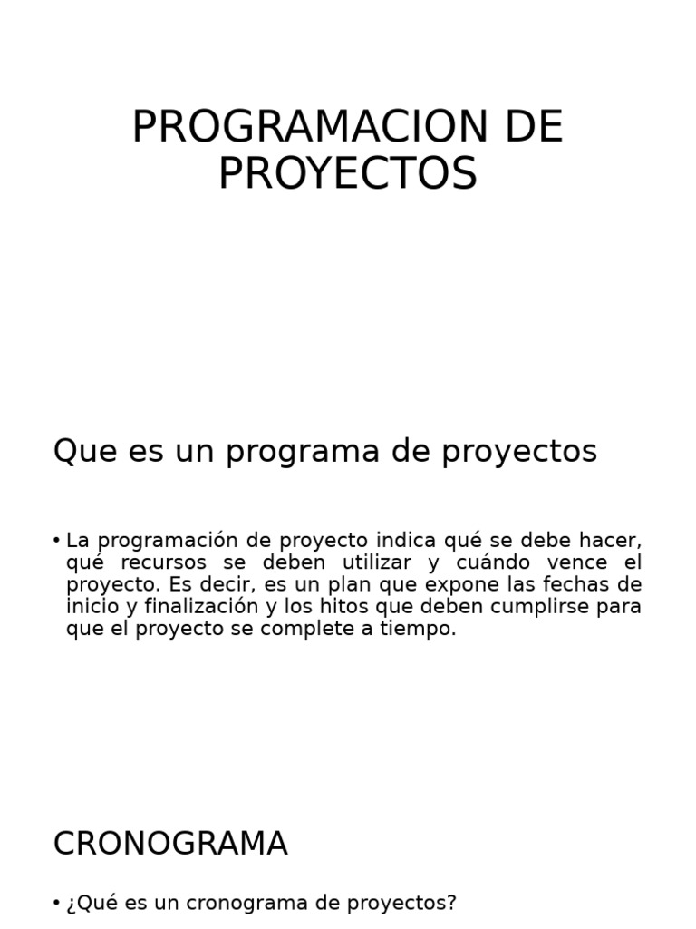 Programacion de Proyectos | PDF | Panes | Gestión de proyectos