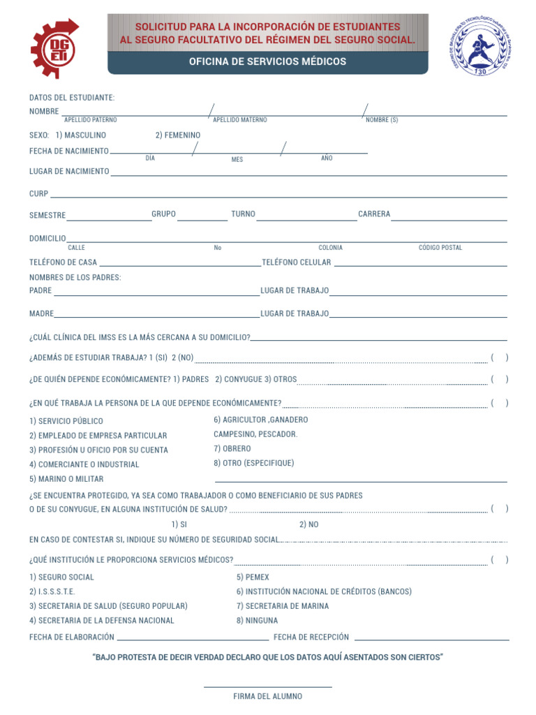 Solicitud Imss | PDF